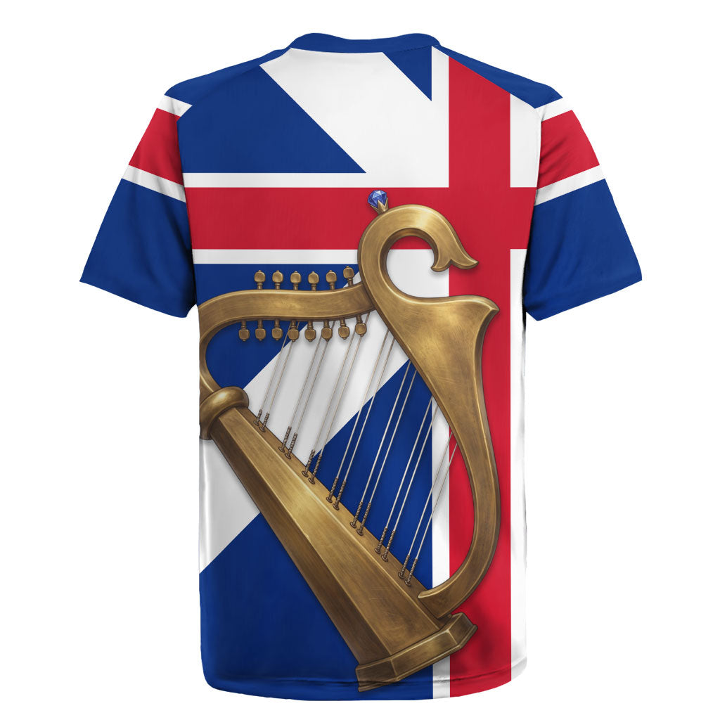 Commonwealth Of England Flag Golden Harp Rugby Jersey Historical British Heritage