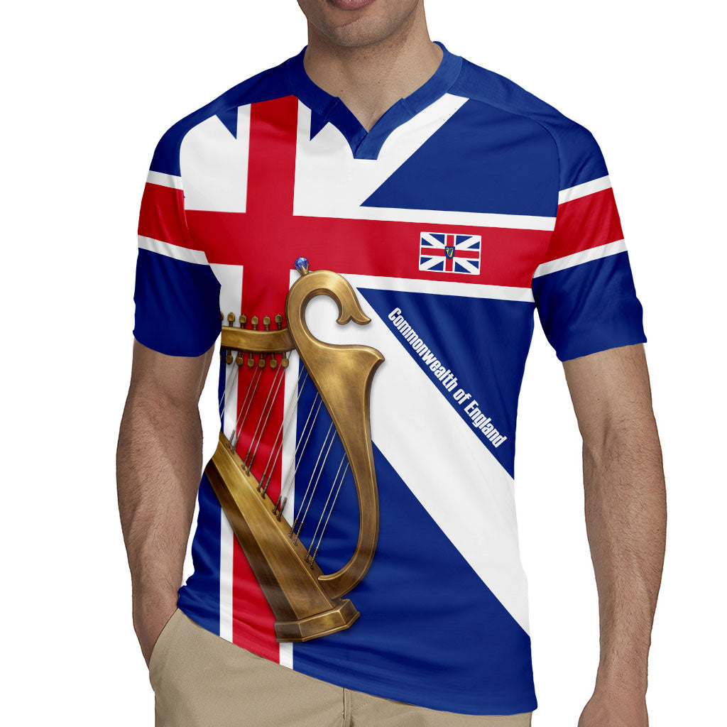 Commonwealth Of England Flag Golden Harp Rugby Jersey Historical British Heritage