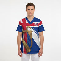 Commonwealth Of England Flag Golden Harp Scrub Top Historical British Heritage