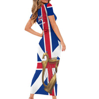 Commonwealth Of England Flag Golden Harp Short Sleeve Bodycon Dress Historical British Heritage