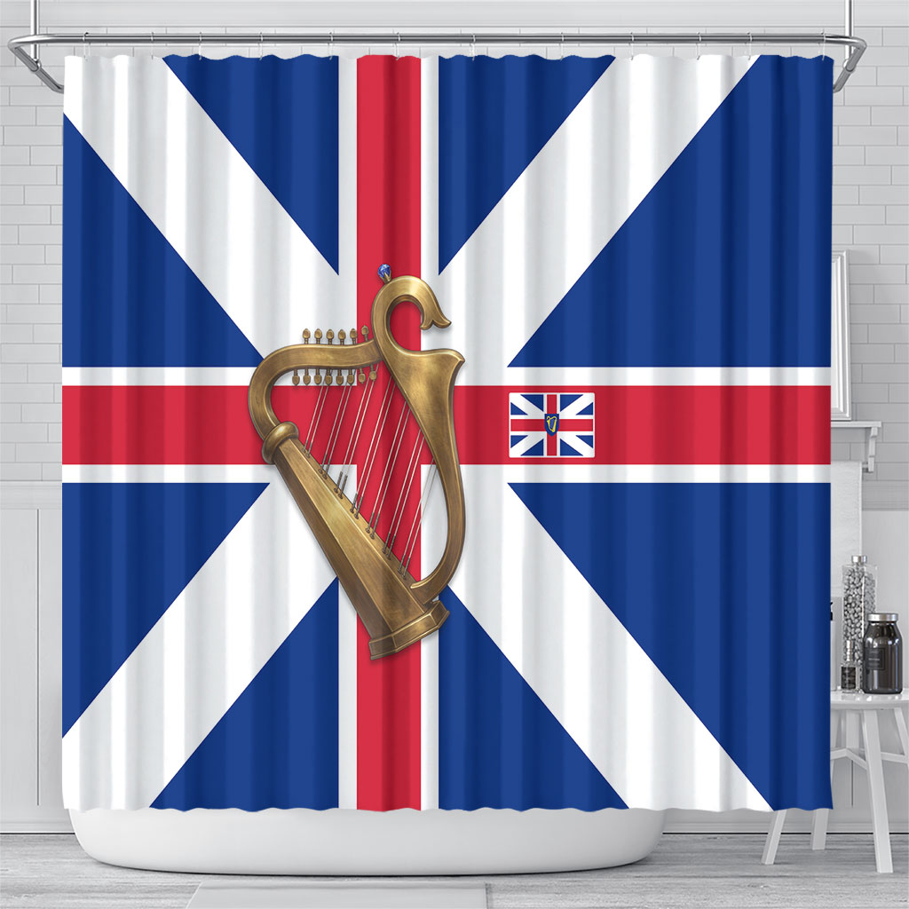 Commonwealth Of England Flag Golden Harp Shower Curtain Historical British Heritage