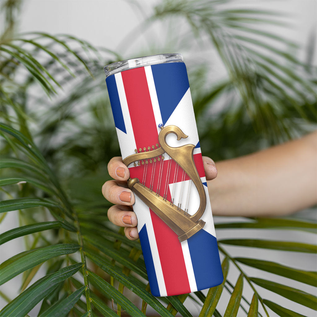Commonwealth Of England Flag Golden Harp Skinny Tumbler Historical British Heritage