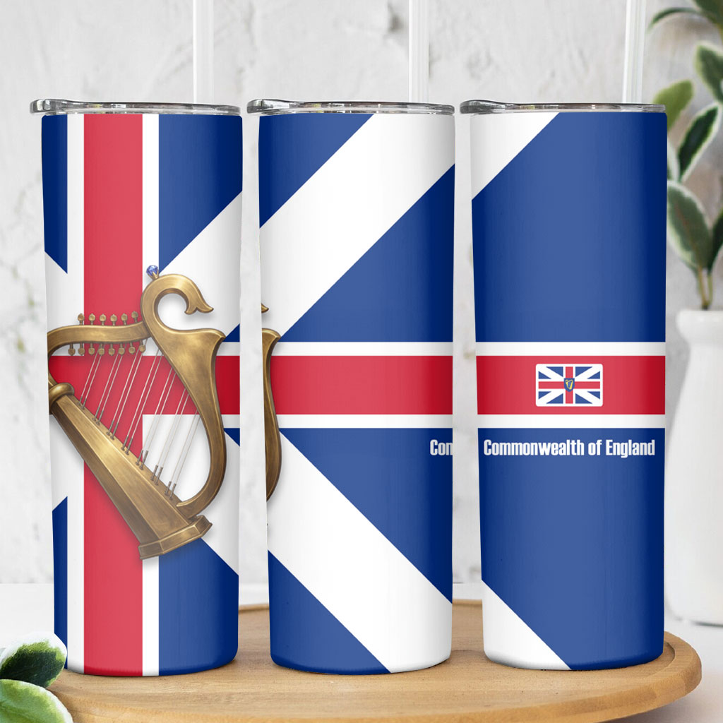 Commonwealth Of England Flag Golden Harp Skinny Tumbler Historical British Heritage