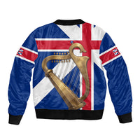 Commonwealth Of England Flag Golden Harp Sleeve Zip Bomber Jacket Historical British Heritage