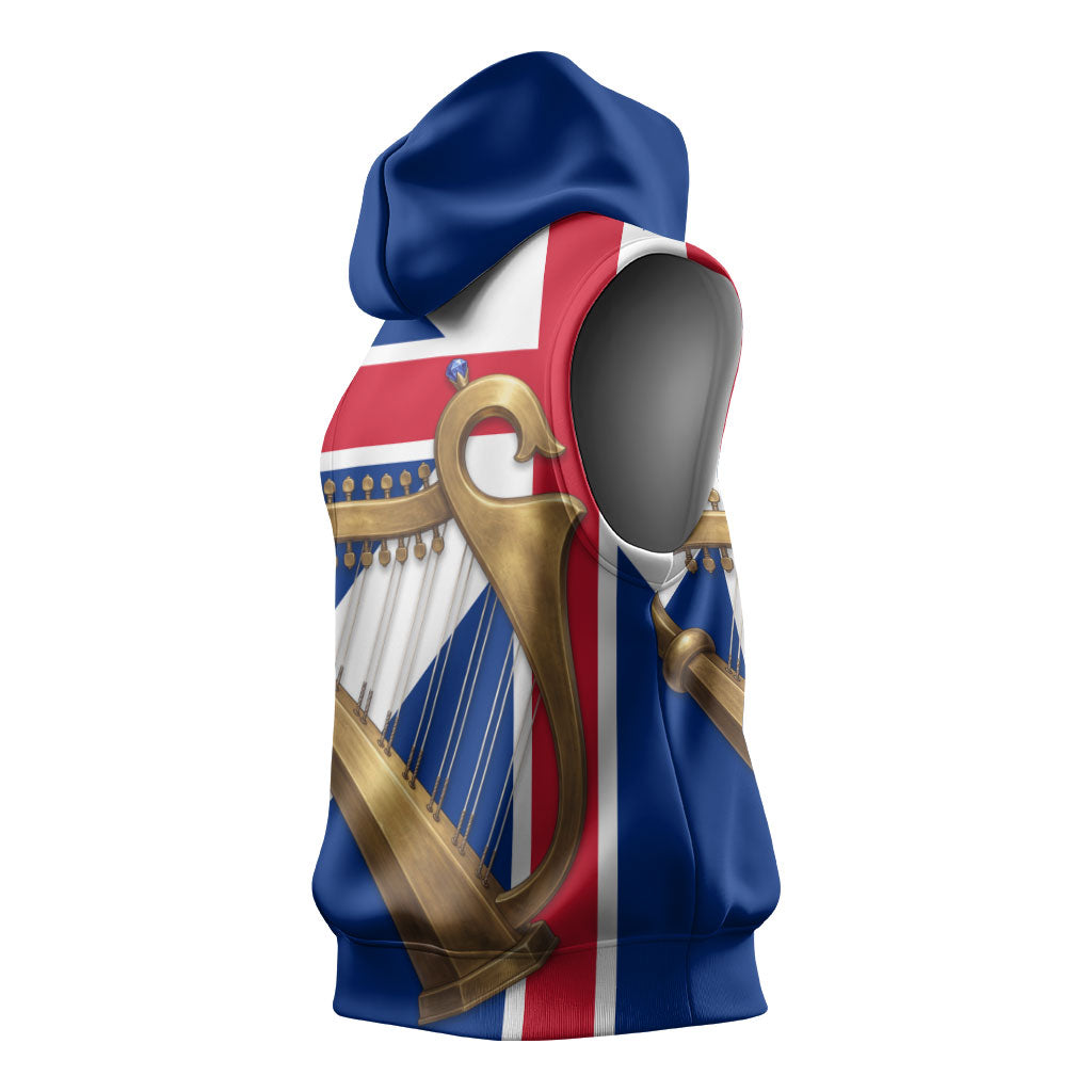 Commonwealth Of England Flag Golden Harp Sleeveless Hoodie Historical British Heritage