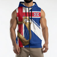 Commonwealth Of England Flag Golden Harp Sleeveless Zip Hoodie Historical British Heritage