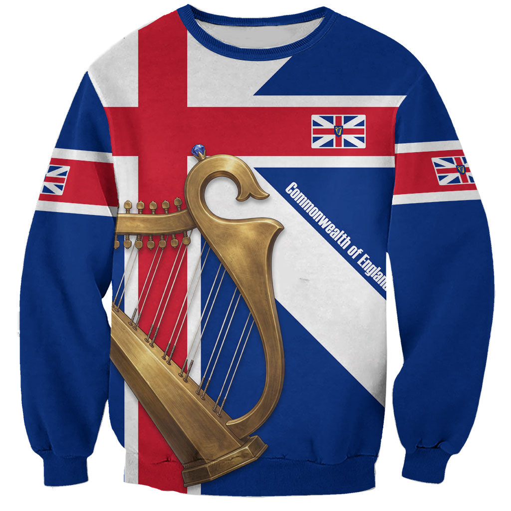 Commonwealth Of England Flag Golden Harp Sweatshirt Historical British Heritage