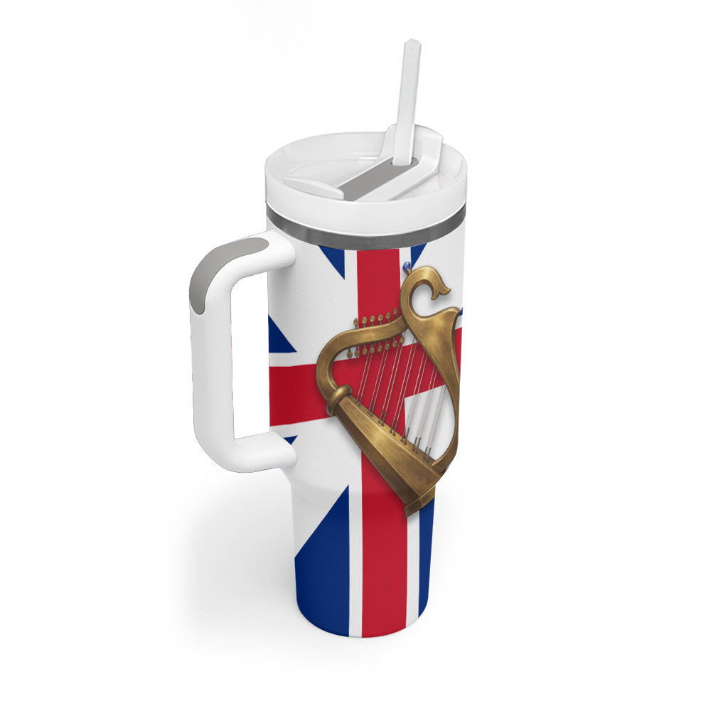 Commonwealth Of England Flag Golden Harp Tumbler With Handle Historical British Heritage