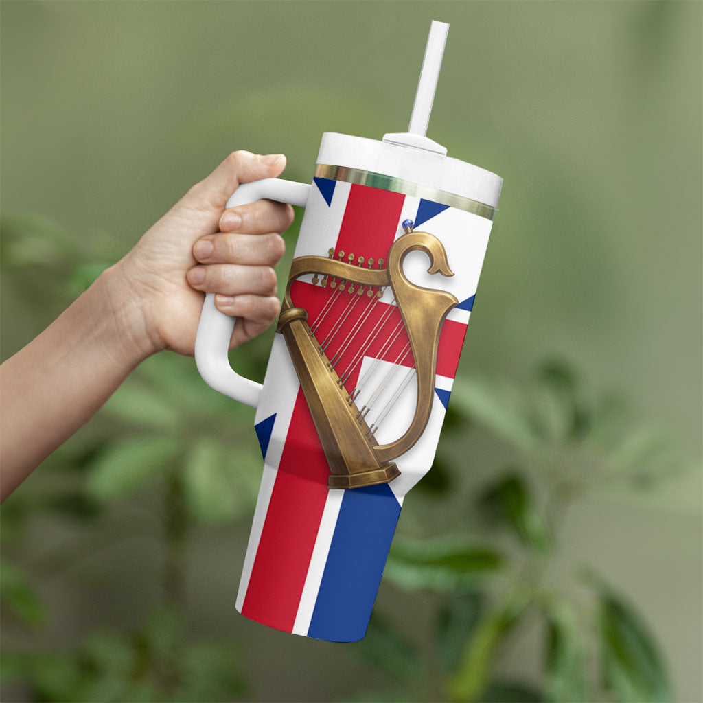 Commonwealth Of England Flag Golden Harp Tumbler With Handle Historical British Heritage