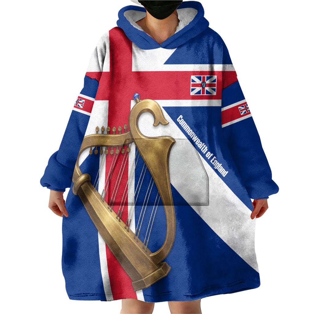 Commonwealth Of England Flag Golden Harp Wearable Blanket Hoodie Historical British Heritage