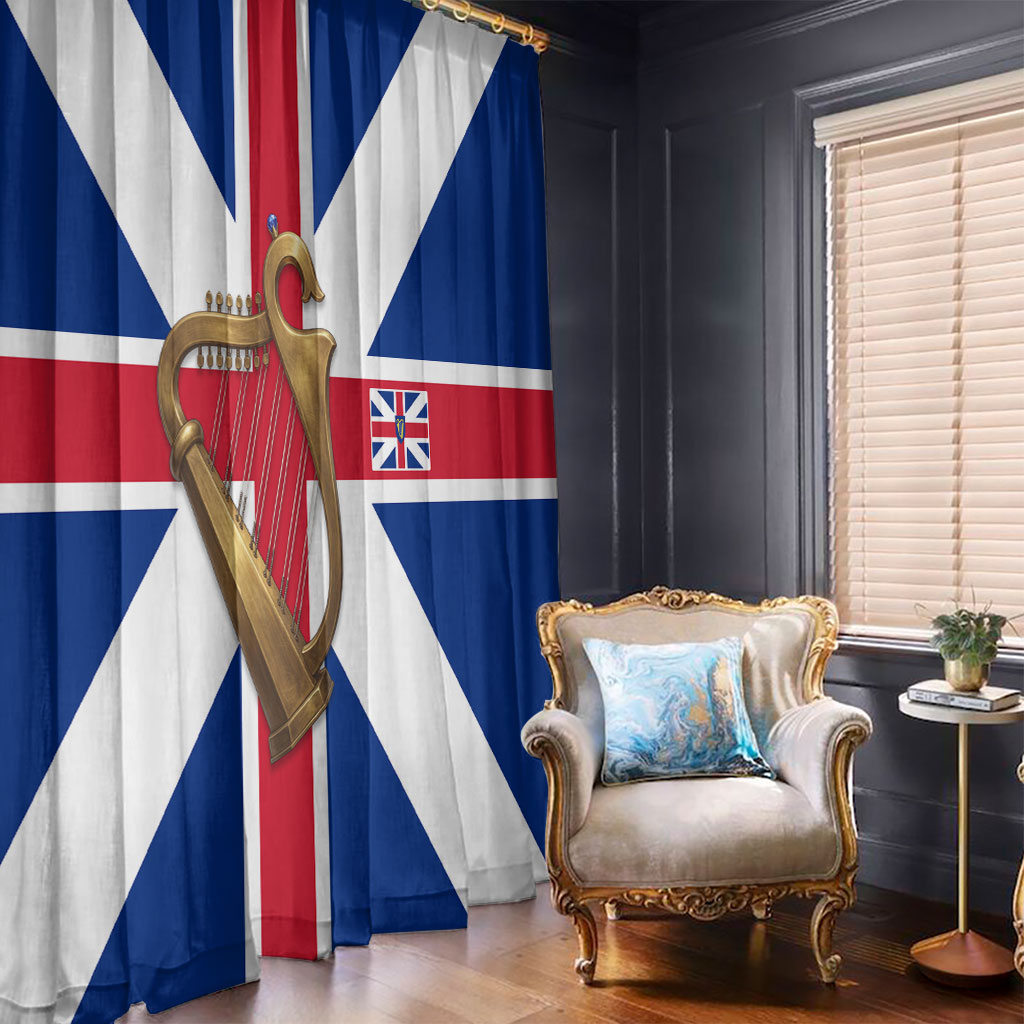 Commonwealth Of England Flag Golden Harp Window Curtain Historical British Heritage