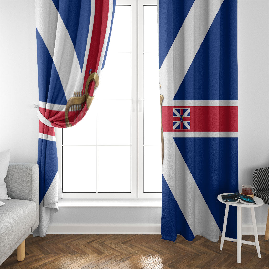 Commonwealth Of England Flag Golden Harp Window Curtain Historical British Heritage