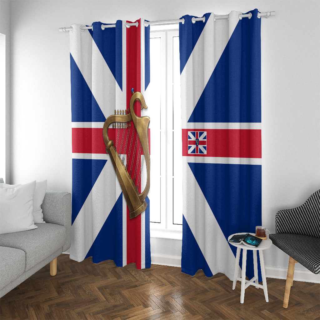 Commonwealth Of England Flag Golden Harp Window Curtain Historical British Heritage
