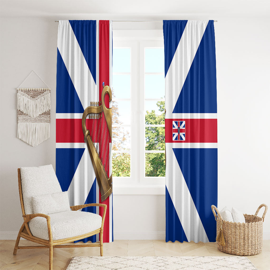 Commonwealth Of England Flag Golden Harp Window Curtain Historical British Heritage