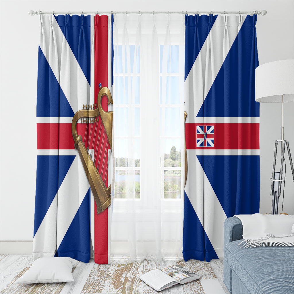 Commonwealth Of England Flag Golden Harp Window Curtain Historical British Heritage