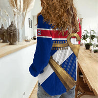 Commonwealth Of England Flag Golden Harp Women Casual Shirt Historical British Heritage