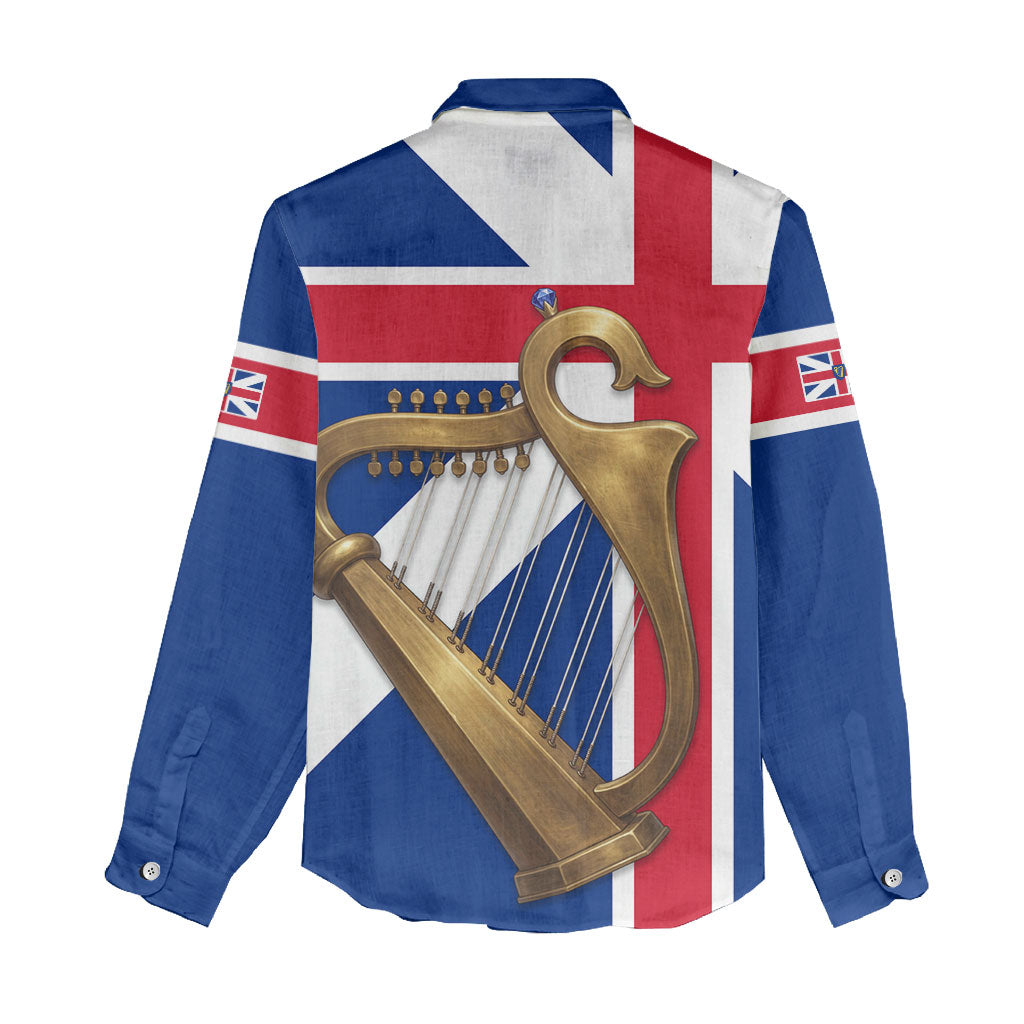 Commonwealth Of England Flag Golden Harp Women Casual Shirt Historical British Heritage