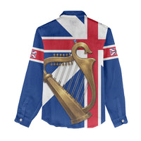 Commonwealth Of England Flag Golden Harp Women Casual Shirt Historical British Heritage