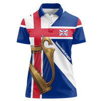 Commonwealth Of England Flag Golden Harp Women Polo Shirt Historical British Heritage