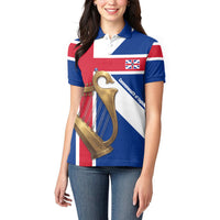 Commonwealth Of England Flag Golden Harp Women Polo Shirt Historical British Heritage