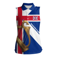 Commonwealth Of England Flag Golden Harp Women Sleeveless Polo Shirt Historical British Heritage