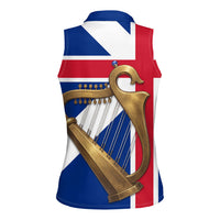Commonwealth Of England Flag Golden Harp Women Sleeveless Polo Shirt Historical British Heritage