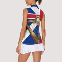 Commonwealth Of England Flag Golden Harp Women Sleeveless Polo Shirt Historical British Heritage