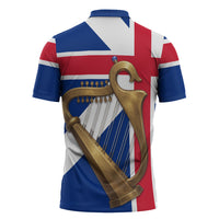 Commonwealth Of England Flag Golden Harp Zipper Polo Shirt Historical British Heritage
