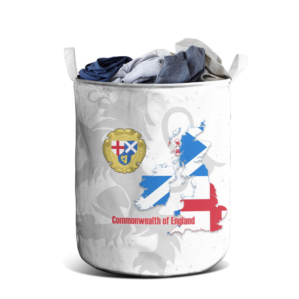 Commonwealth Of England Map Laundry Basket Historical British Isles Flag Silhouette