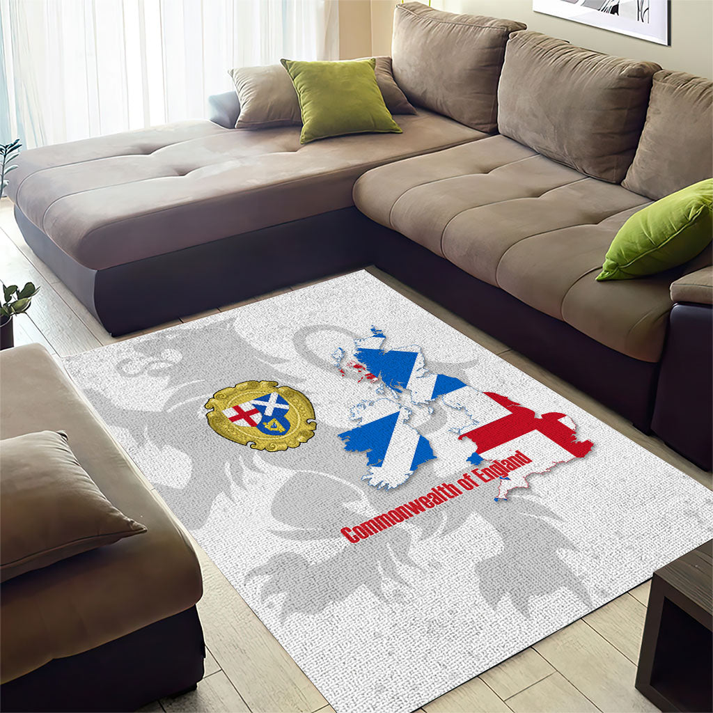 Commonwealth Of England Map Area Rug Historical British Isles Flag Silhouette