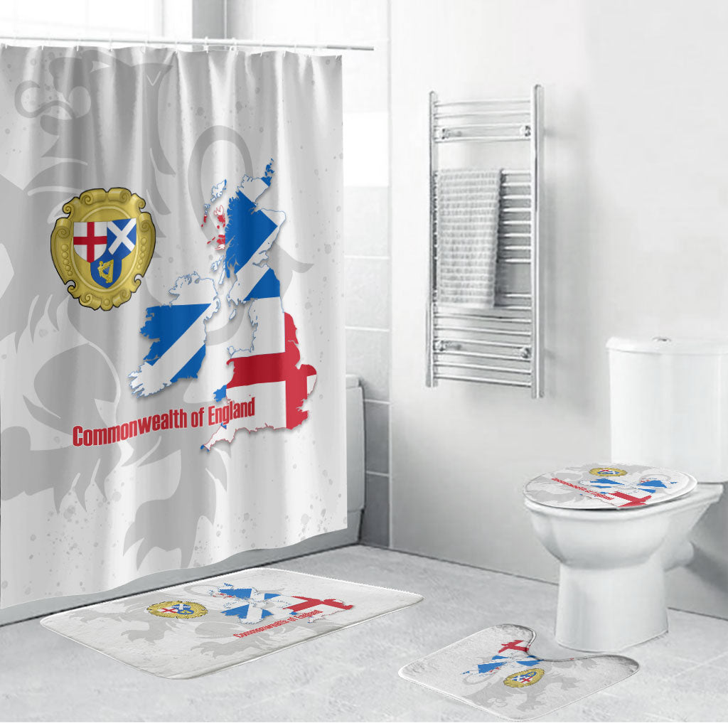 Commonwealth Of England Map Bathroom Set Historical British Isles Flag Silhouette