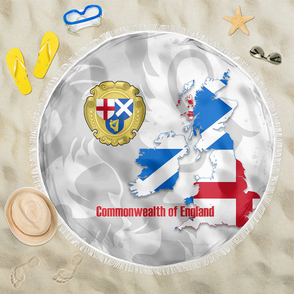 Commonwealth Of England Map Beach Blanket Historical British Isles Flag Silhouette