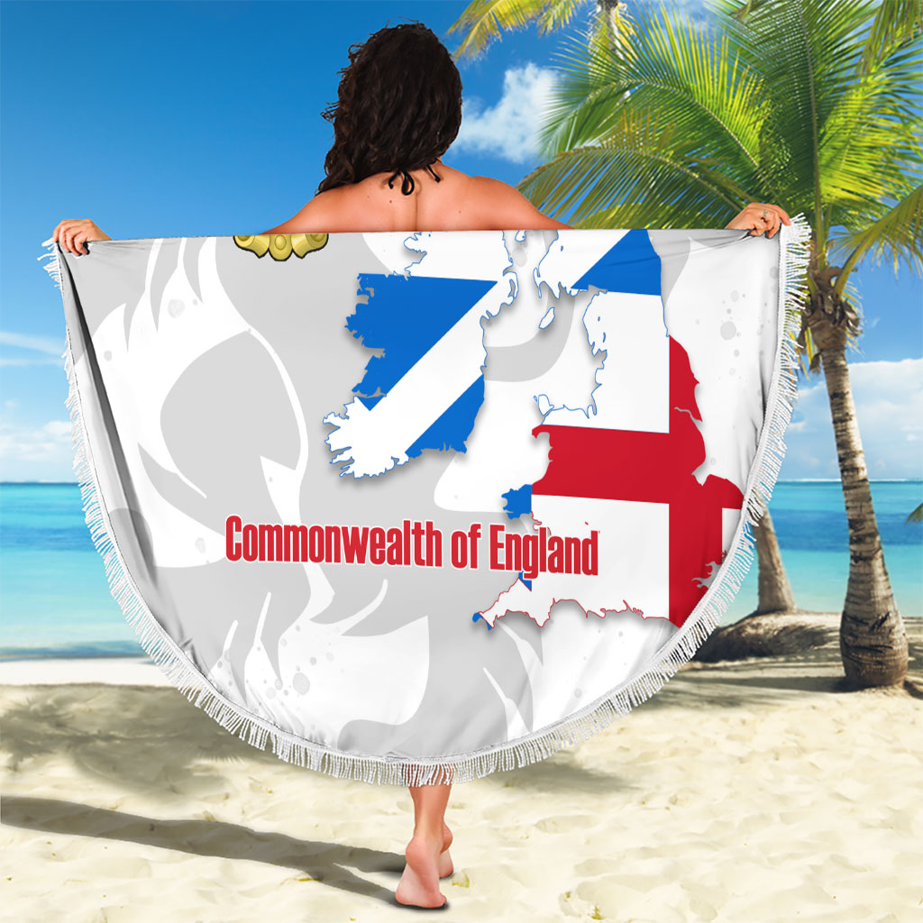 Commonwealth Of England Map Beach Blanket Historical British Isles Flag Silhouette