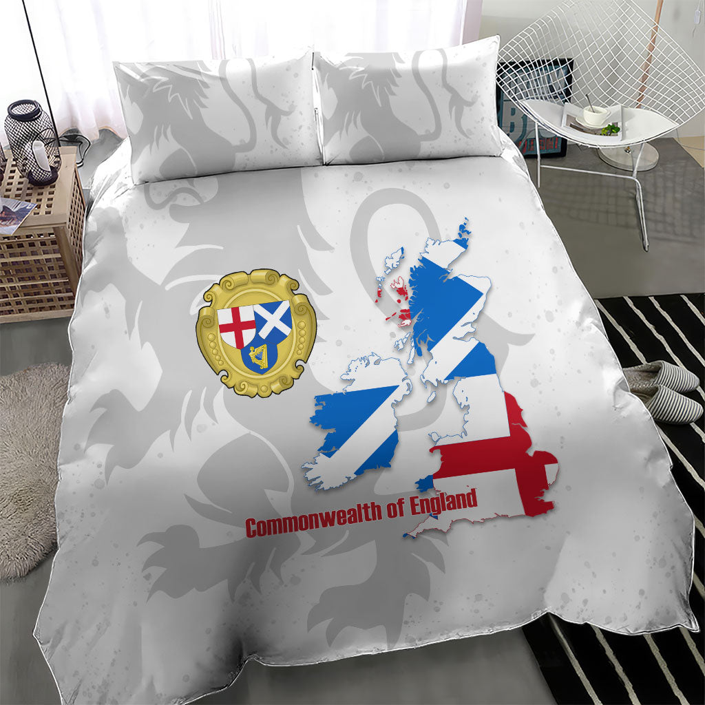 Commonwealth Of England Map Bedding Set Historical British Isles Flag Silhouette