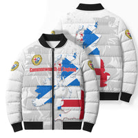 Commonwealth Of England Map Bomber Puffer Jacket Historical British Isles Flag Silhouette
