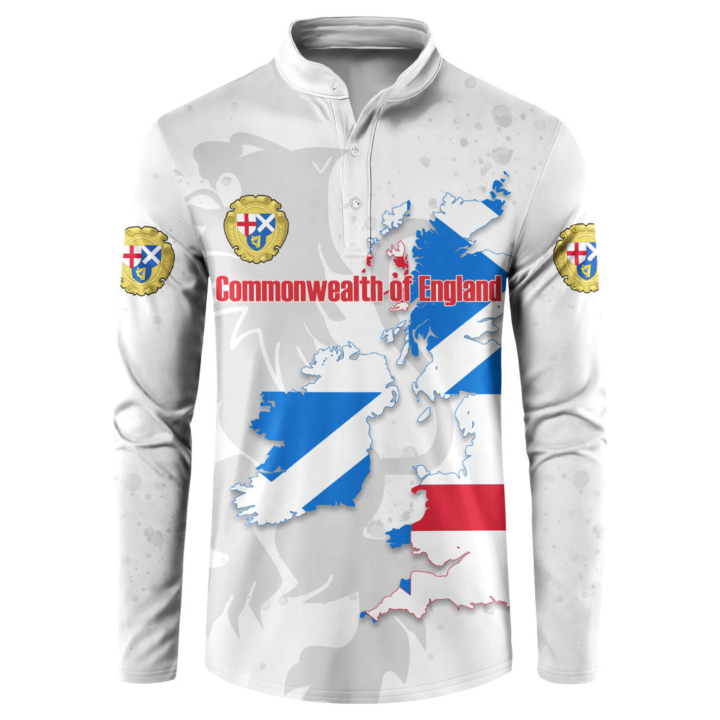 Commonwealth Of England Map Button Sweatshirt Historical British Isles Flag Silhouette