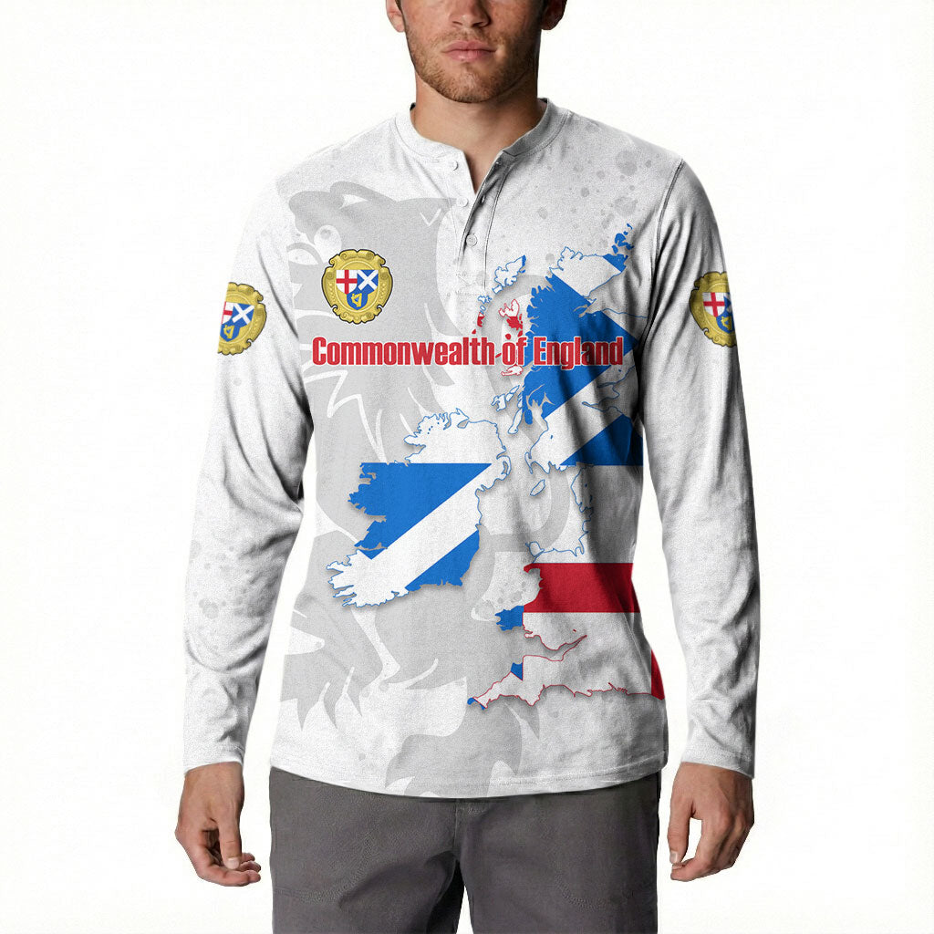 Commonwealth Of England Map Button Sweatshirt Historical British Isles Flag Silhouette