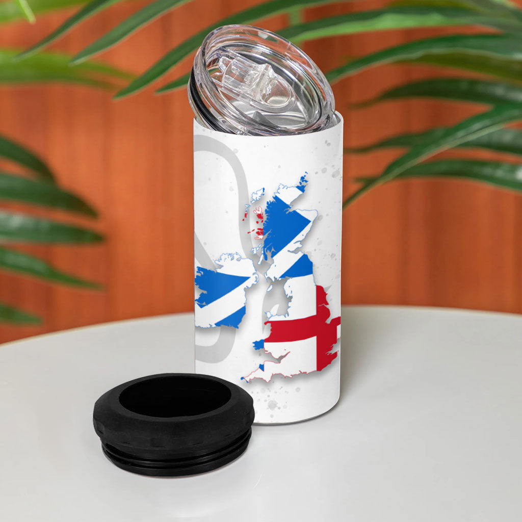 Commonwealth Of England Map 4 in 1 Can Cooler Tumbler Historical British Isles Flag Silhouette