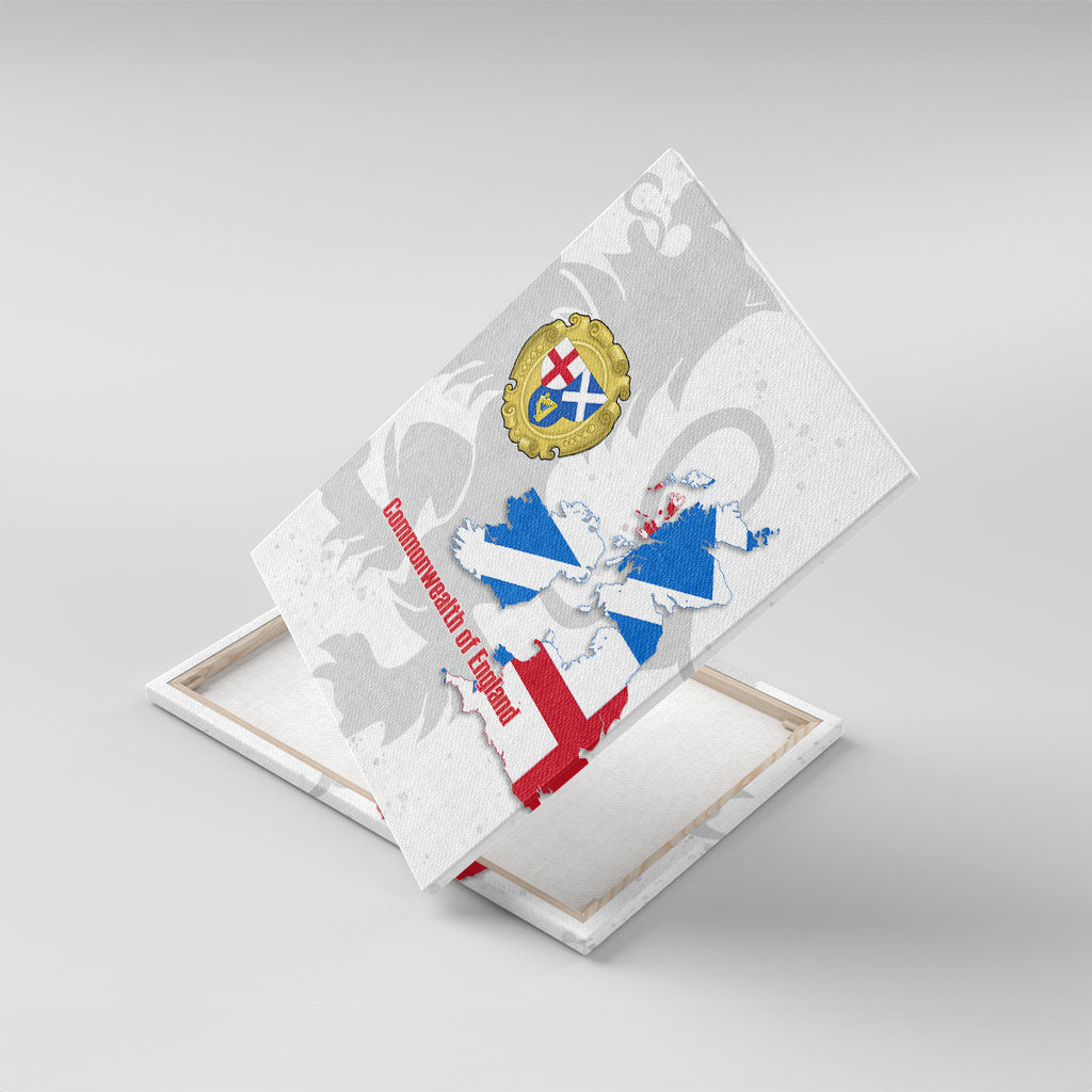 Commonwealth Of England Map Canvas Wall Art Historical British Isles Flag Silhouette
