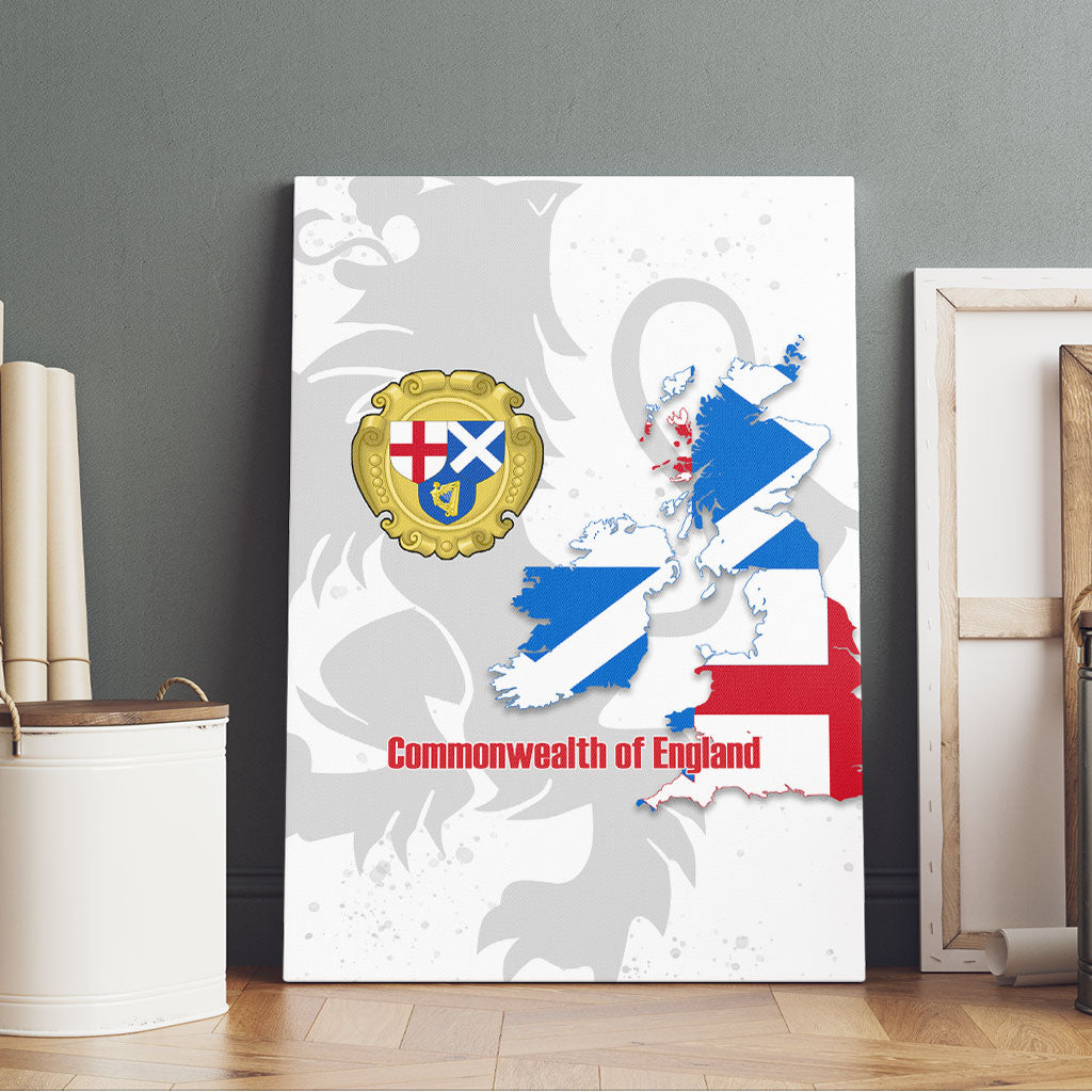 Commonwealth Of England Map Canvas Wall Art Historical British Isles Flag Silhouette