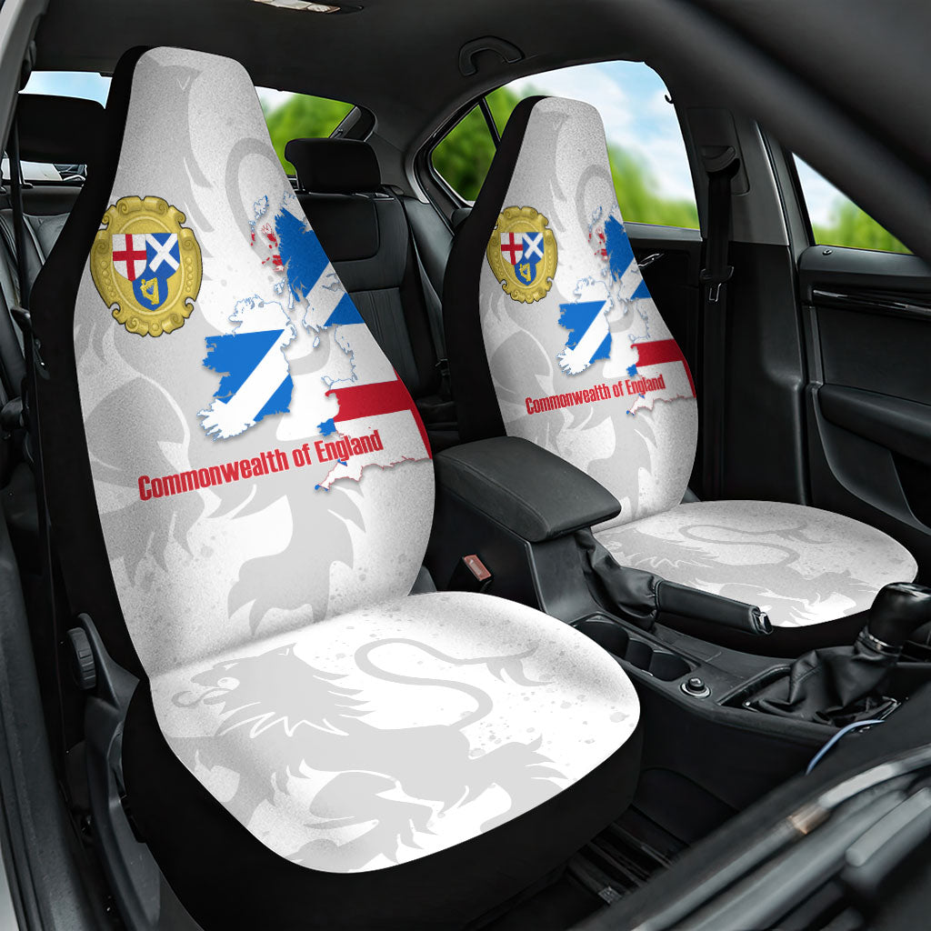 Commonwealth Of England Map Car Seat Cover Historical British Isles Flag Silhouette