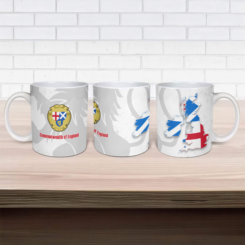 Commonwealth Of England Map Ceramic Mug Historical British Isles Flag Silhouette