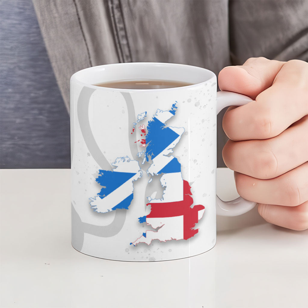 Commonwealth Of England Map Ceramic Mug Historical British Isles Flag Silhouette