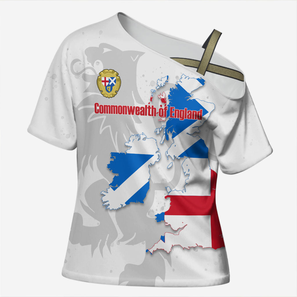 Commonwealth Of England Map Cross Shoulder Shirt Historical British Isles Flag Silhouette
