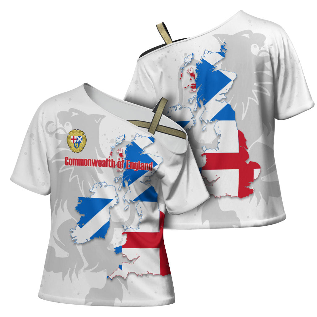 Commonwealth Of England Map Cross Shoulder Shirt Historical British Isles Flag Silhouette