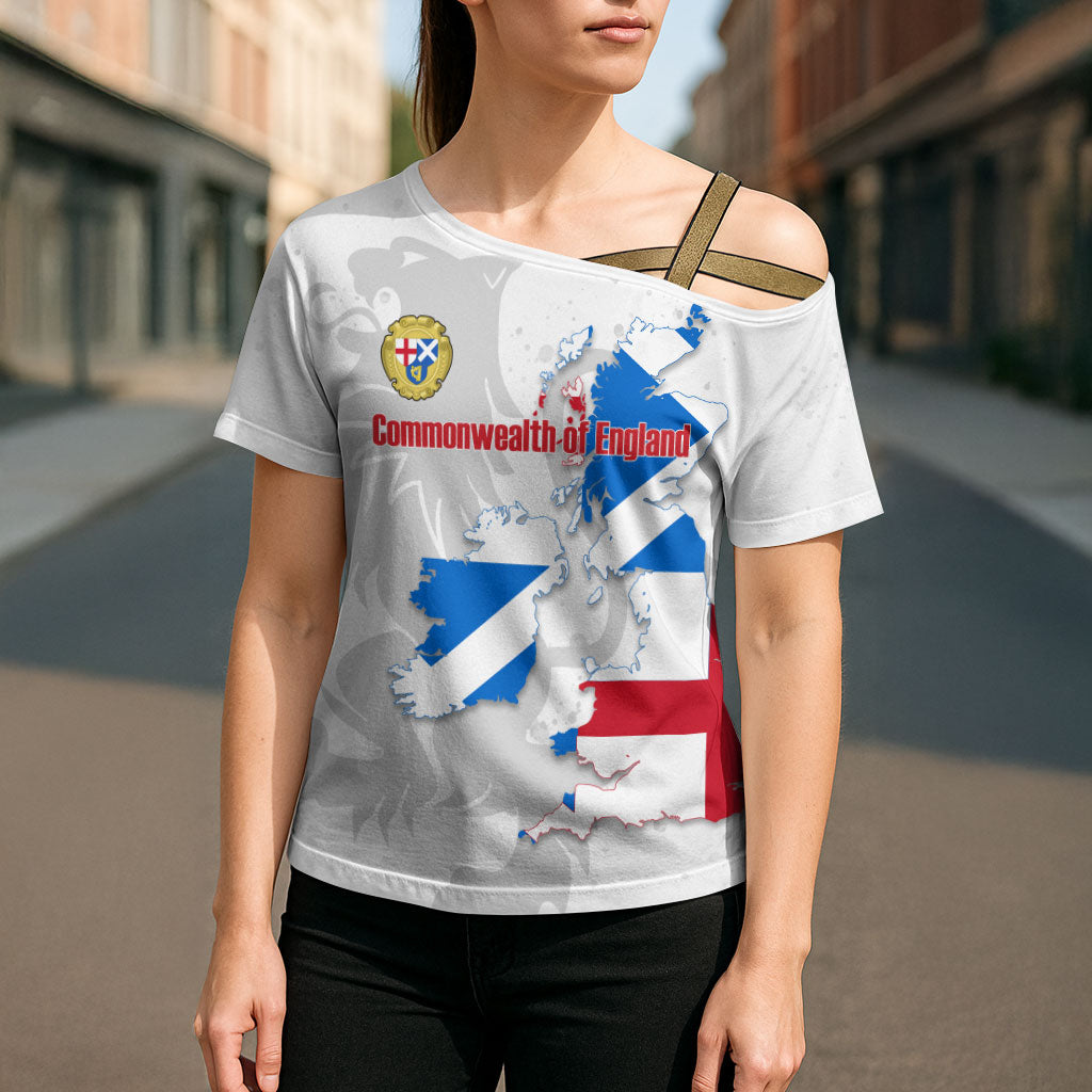 Commonwealth Of England Map Cross Shoulder Shirt Historical British Isles Flag Silhouette
