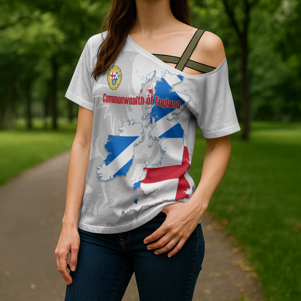 Commonwealth Of England Map Cross Shoulder Shirt Historical British Isles Flag Silhouette