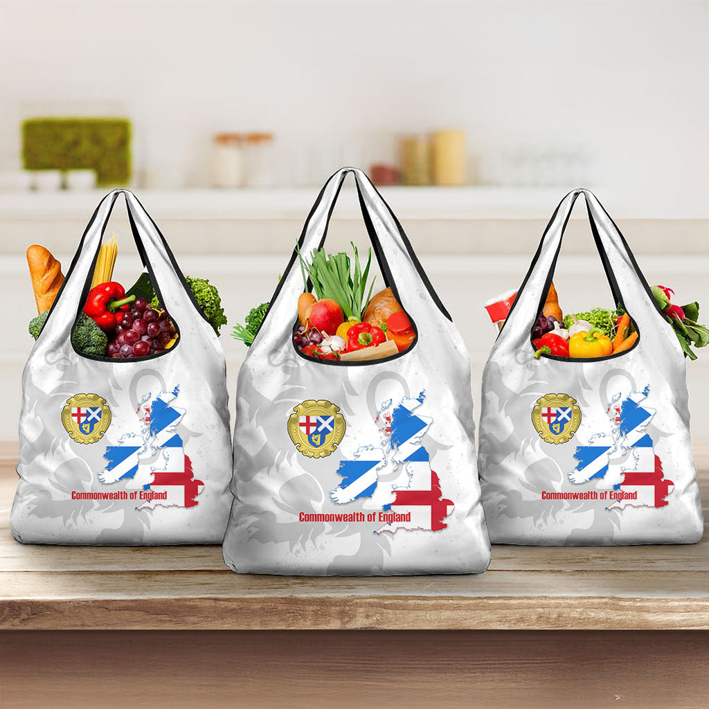 Commonwealth Of England Map Grocery Bag Historical British Isles Flag Silhouette