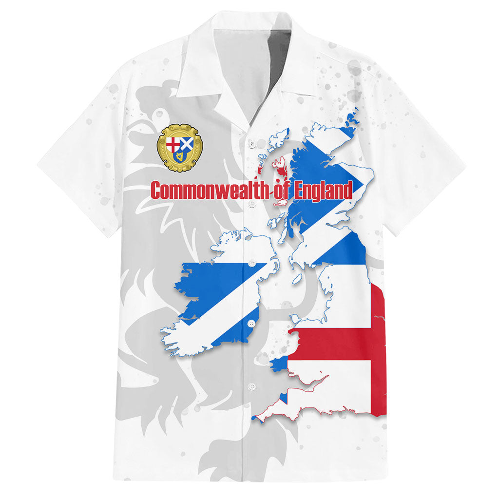 Commonwealth Of England Map Hawaiian Shirt Historical British Isles Flag Silhouette