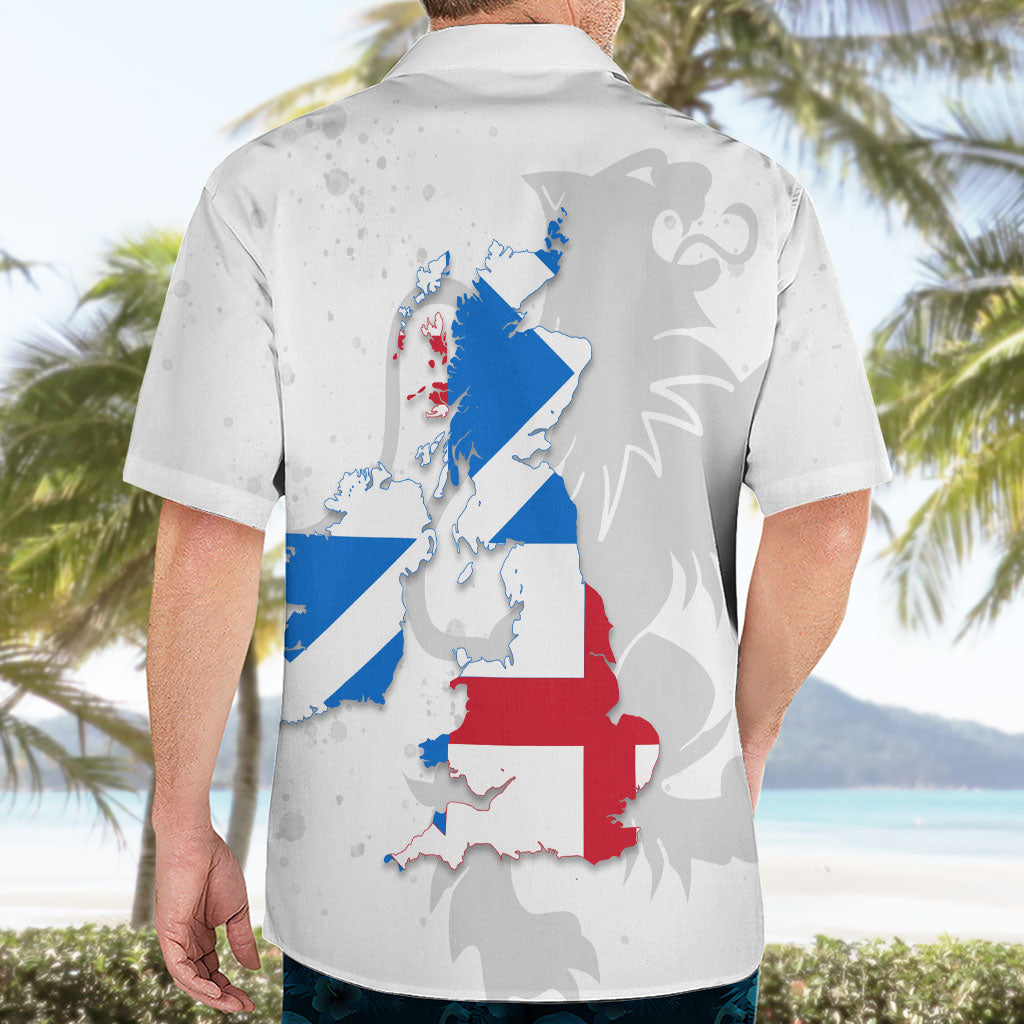 Commonwealth Of England Map Hawaiian Shirt Historical British Isles Flag Silhouette